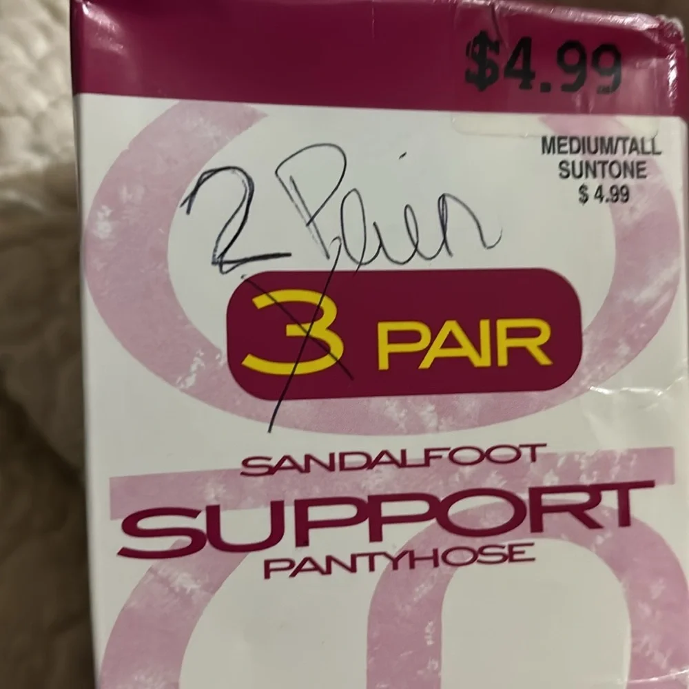 Vintage Basic Editions Sandalfoot Support Pantyhose In Suntone 2 Pair